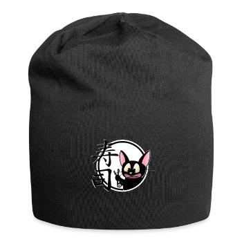 cute funny manga cat shirt sticker - Jersey Beanie - black - Front