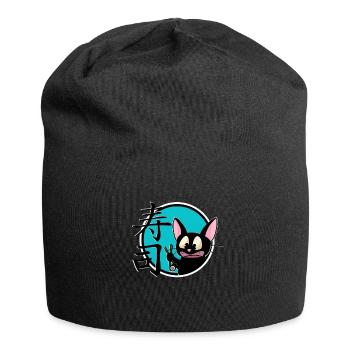 cute funny manga cat shirt sticker - Jersey Beanie - black - Front