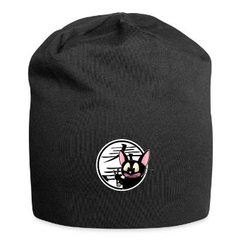 cute funny manga cat shirt sticker - Jersey Beanie - black - Front