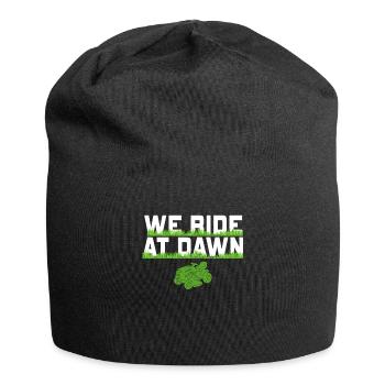 We Ride At Dawn Dad Lawn Mower Make Laugh Day Yard - Jersey Beanie - black - Front