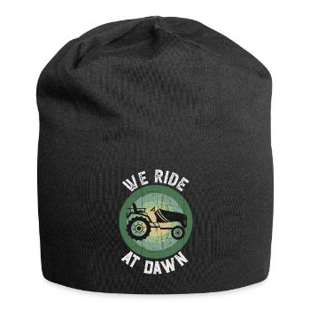 We Ride At Dawn Dad Lawn Mower Make Laugh Day Yard - Jersey-Beanie - Schwarz - Vorne