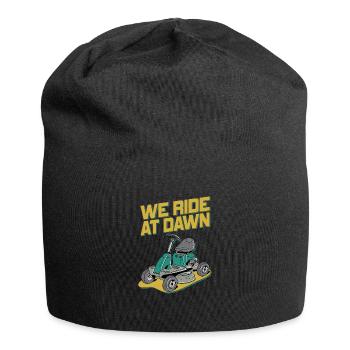 We Ride At Dawn Dad Lawn Mower Make Laugh Day Yard - Jersey-Beanie - Schwarz - Vorne