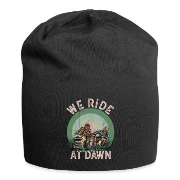 We Ride At Dawn Dad Lawn Mower Make Laugh Day Yard - Jersey-Beanie - Schwarz - Vorne