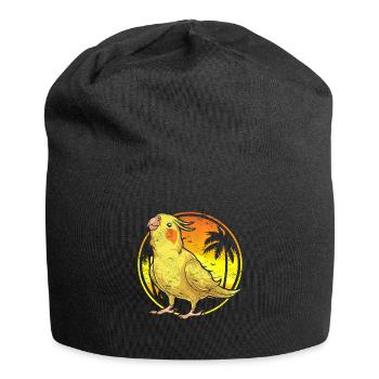 Tropical Bird Summer Gift Cockatiel - Jersey Beanie - black - Front