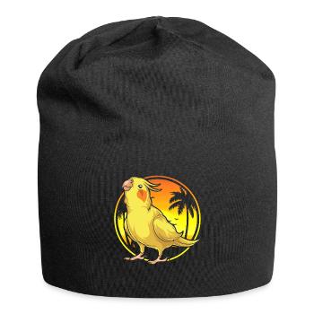 Summer Sunset Bird Cockatiel - Jersey Beanie - black - Front
