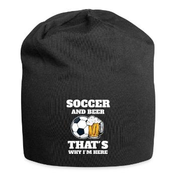 Funny football and beer that's why I'm here - Jersey Beanie - black - Front