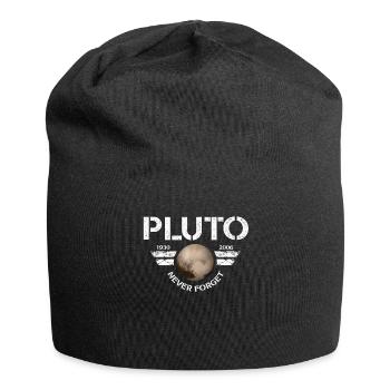 Never Forget Pluto Design Retro Style Funny Space - Jersey-Beanie - Schwarz - Vorne