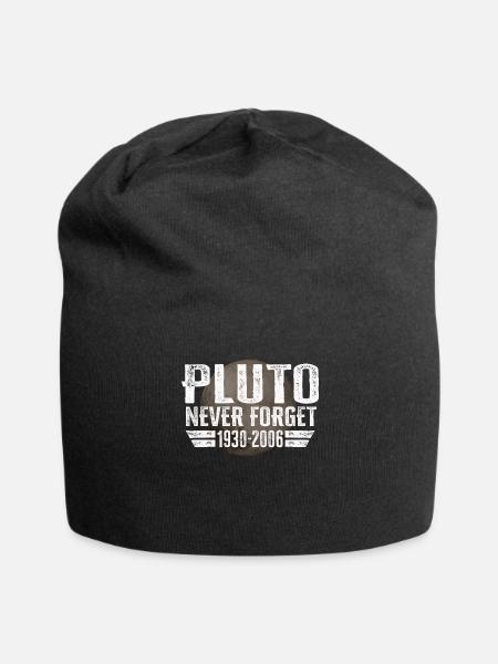 Never Forget Pluto Design Retro Style Funny Space - Jersey Beanie - black