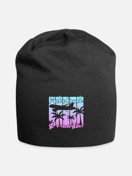 Maho Beach St. Maarten - Jersey-Beanie - Schwarz