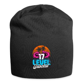 Level 17 Unlocked 17. Geburtstag Gamer 80er retro - Jersey-Beanie - Schwarz - Vorne