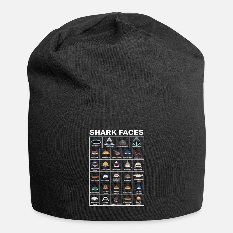 Types de visages de requins. Identification du visage du requin - Bonnet en jersey - noir