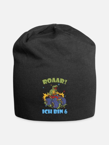 Dinosaurier Auf Monstertruck 6 Jähriger Geburtstag - Jersey-Beanie - Schwarz