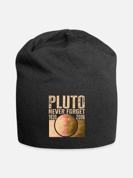 Never Forget Pluto Design Retro Style Funny Space - Jersey-Beanie - Schwarz
