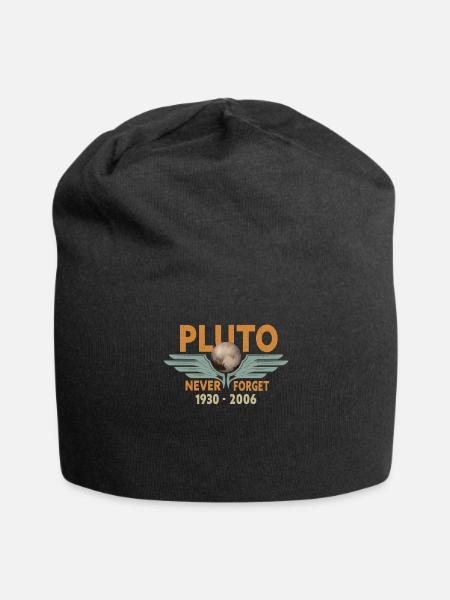 Never Forget Pluto Design Retro Style Funny Space - Jersey-Beanie - Schwarz
