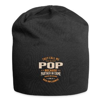 Sie nennen mich Pop, weil sie Partner in Crime sind - Jersey-Beanie - Schwarz - Vorne
