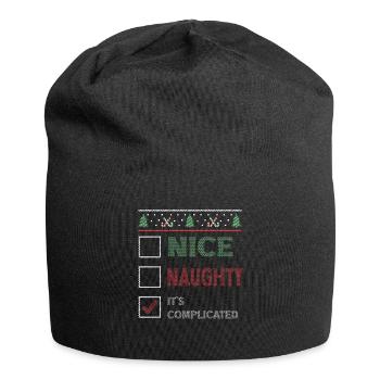 Nice Naughty It's Complicated Christmas List Santa - Jersey Beanie - black - Front