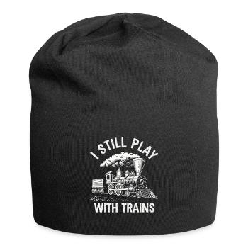I Still Play With Trains Locomotive Engine Drivers - Jersey-Beanie - Schwarz - Vorne