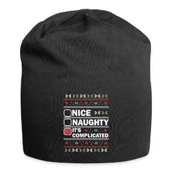 Nice Naughty It's Complicated Christmas List Santa - Jersey Beanie - black - Front