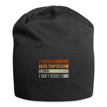 I Generally Avoid Temptation Unless I Can't Resist - Jersey-Beanie - Schwarz - Vorne