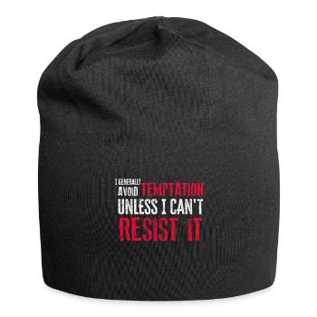 I Generally Avoid Temptation Unless I Can't Resist - Jersey-Beanie - Schwarz - Vorne