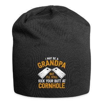 I May Be A Grandpa But I'll Still Kick Your Butt - Jersey-Beanie - Schwarz - Vorne