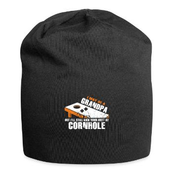 I May Be A Grandpa But I'll Still Kick Cornhole - Jersey-Beanie - Schwarz - Vorne