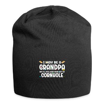 I May Be A Grandpa But I'll Still Kick Cornhole - Jersey-Beanie - Schwarz - Vorne