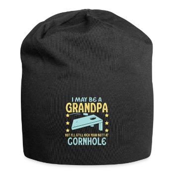 I May Be A Grandpa But I'll Still Kick Cornhole - Jersey-Beanie - Schwarz - Vorne