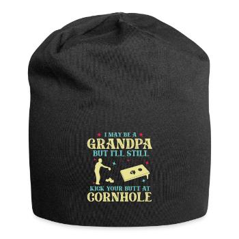 I May Be A Grandpa But I'll Still Kick Your Butt - Jersey-Beanie - Schwarz - Vorne