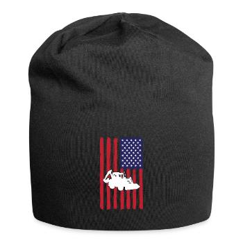 Backhoe loader USA flag - Jersey Beanie - black - Front