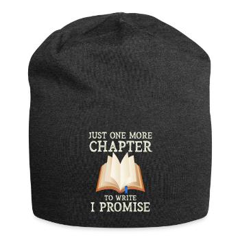 Just One More Chapter To Write I Promise Writing - Jersey Beanie - charcoal grey - Front