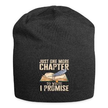 Just One More Chapter To Write I Promise Writing - Jersey Beanie - charcoal grey - Front