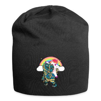 Dabbing Unicorn Riding T Rex Boys Girls Halloween - Jersey-Beanie - Schwarz - Vorne
