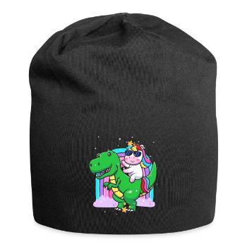 Dabbing Einhorn Reiten T Rex Jungen Mädchen Halloween - Jersey-Beanie - Schwarz - Vorne