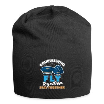 Flugbegleiter Stewardess Paar - Jersey-Beanie - Schwarz - Vorne