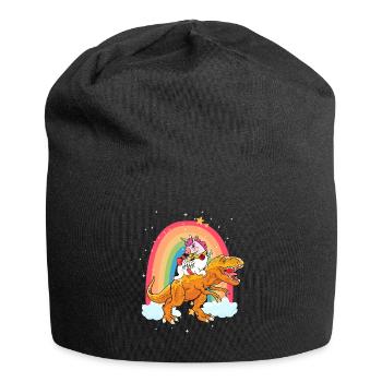 Dabbing Licorne Riding T Rex Garçons Filles Halloween - Bonnet en jersey - noir - Devant