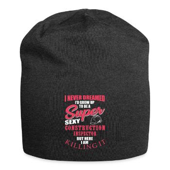 Funny Building Inspector Design - Jersey Beanie - charcoal grey - Front