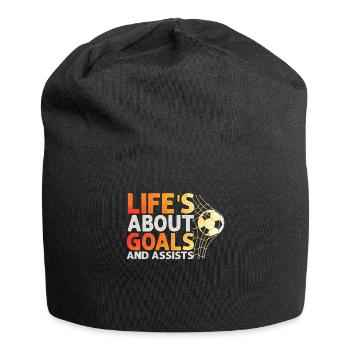 Life Is About Goals And Assists Futbol Soccer - Jersey Beanie - black - Front