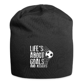 Im Leben geht es um Tore und Vorlagen Futbol Fußball - Jersey-Beanie - Schwarz - Vorne