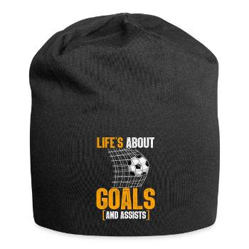 Im Leben geht es um Tore und Vorlagen Futbol Fußball - Jersey-Beanie - Schwarz - Vorne