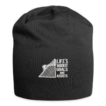 Im Leben geht es um Tore und Vorlagen Futbol Fußball - Jersey-Beanie - Schwarz - Vorne
