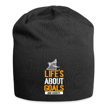Im Leben geht es um Tore und Vorlagen Futbol Fußball - Jersey-Beanie - Schwarz - Vorne