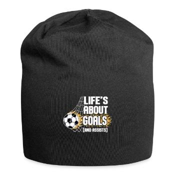 Im Leben geht es um Tore und Vorlagen Futbol Fußball - Jersey-Beanie - Schwarz - Vorne