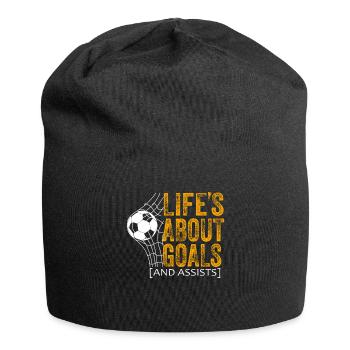 Im Leben geht es um Tore und Vorlagen Futbol Fußball - Jersey-Beanie - Schwarz - Vorne