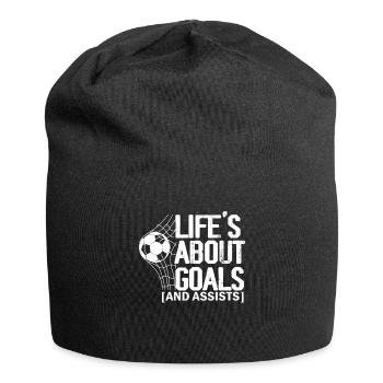 Im Leben geht es um Tore und Vorlagen Futbol Fußball - Jersey-Beanie - Schwarz - Vorne
