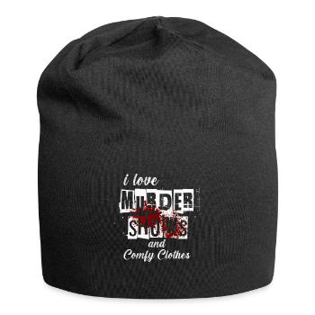 I Like Murder Shows Comfy Clothes And 3 People - Jersey Beanie - black - Front