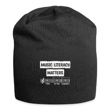 Music Literacy Matters, I Like To Eat Puppies - Jersey Beanie - black - Front