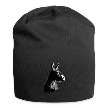 Esel Kunstvoller Schablonendruck - Jersey-Beanie - Schwarz - Vorne