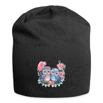 Eule Valentinstag Herz Liebe Geschenkidee Horror - Jersey-Beanie - Schwarz - Vorne