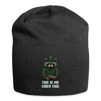 This is my lucky Face Raccoon St. Patty - Jersey-Beanie - Schwarz - Vorne